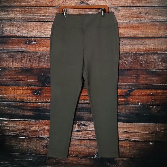 Orvis Pants Size Large Ponte Leggings Olive Green Stretch Yoga Hidden Pocket - Picture 2 of 8